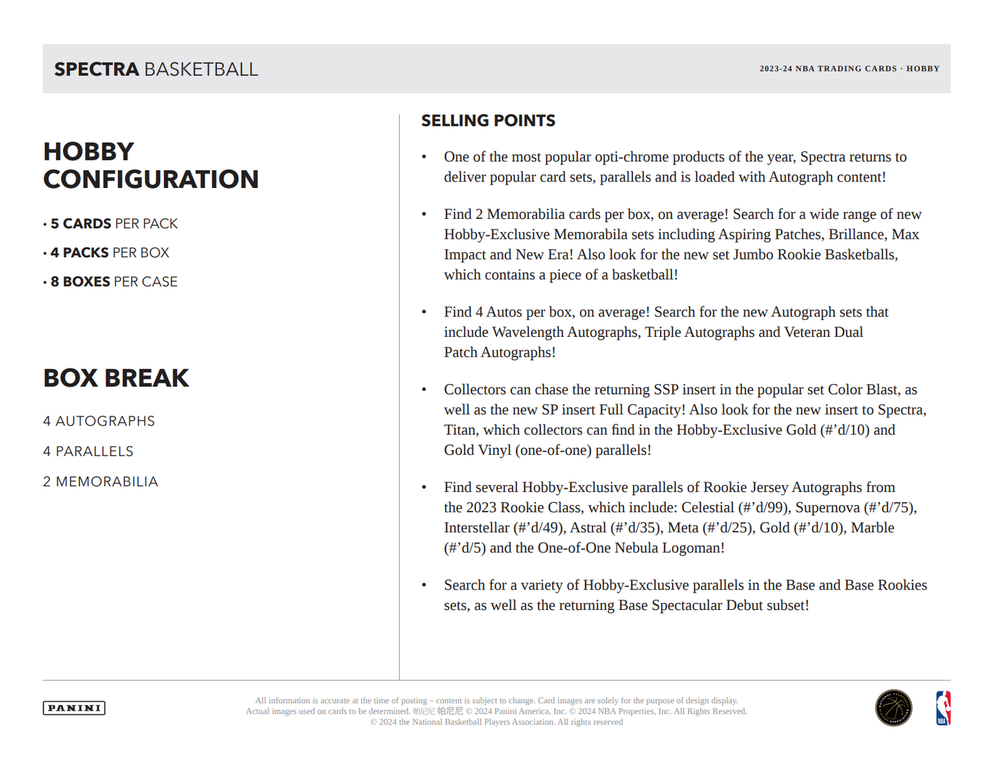 2023-24 Panini Spectra Basketball Hobby Box