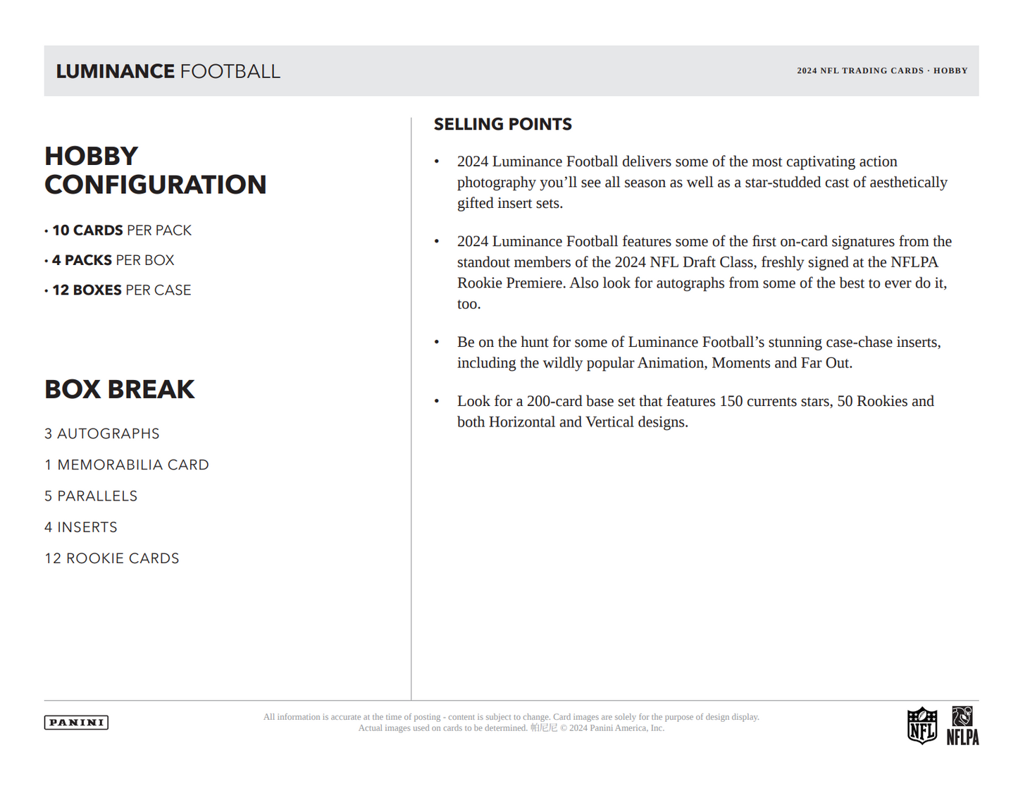 2024 Panini Luminance Football Hobby Box