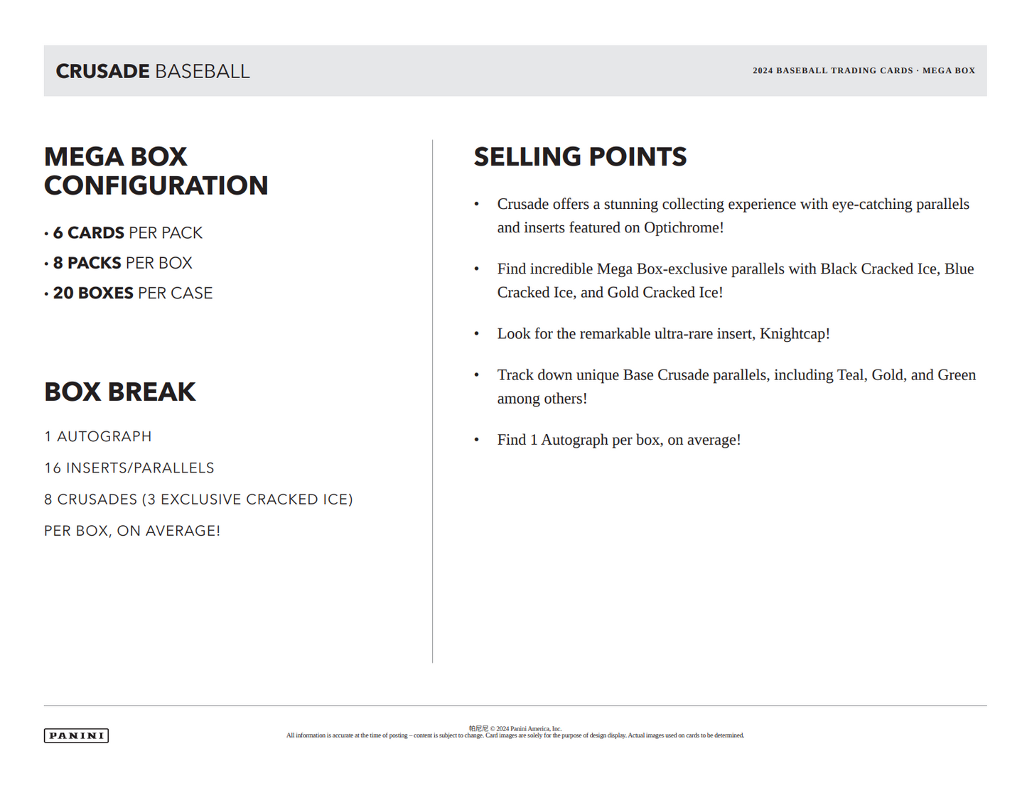 2024 Panini Crusade Baseball Mega Box