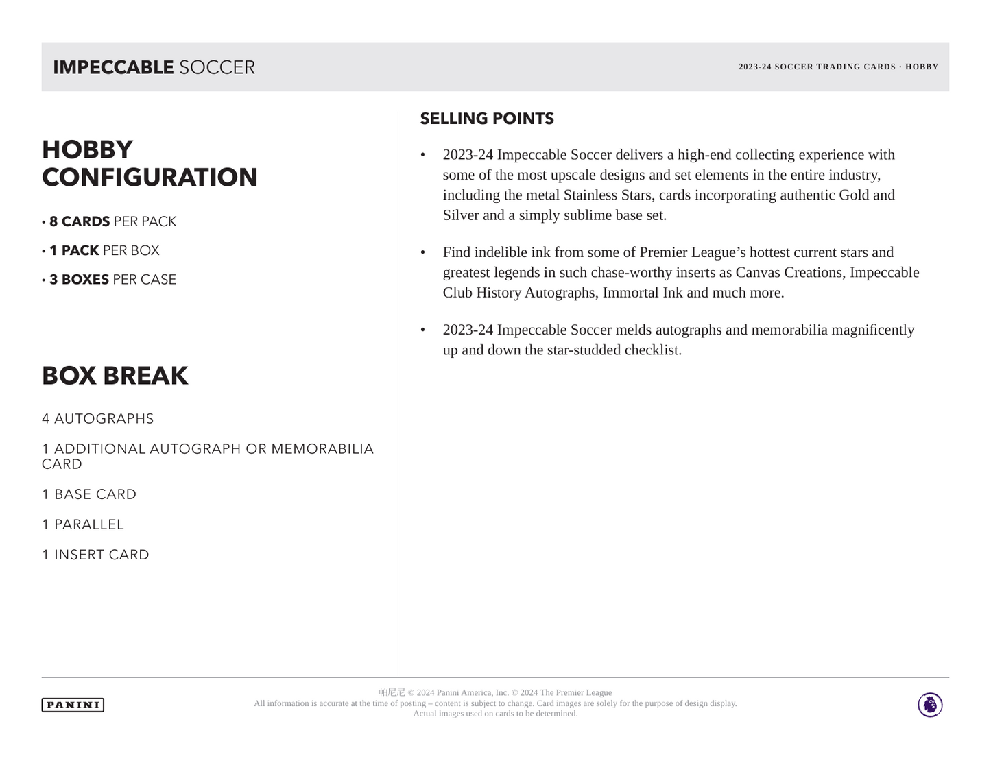 2023-24 Panini Impeccable Soccer Hobby Box