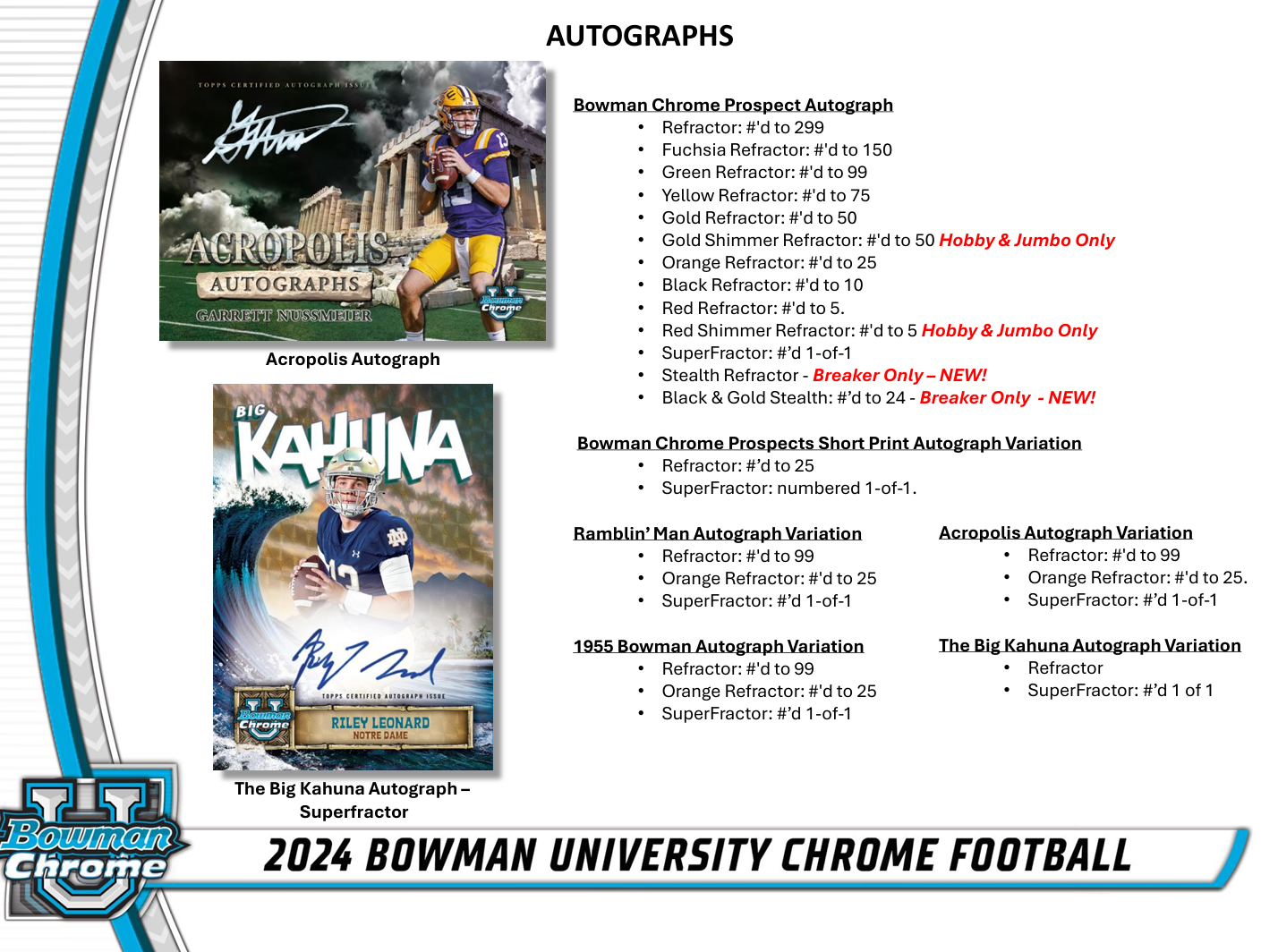 2024 Bowman University Chrome Football Value Box