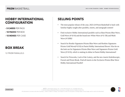 2023-24 Panini Prizm Basketball Hobby International Box