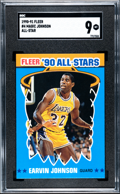 1990-91 Fleer All-Star #4 Magic Johnson SGC 9 - Front