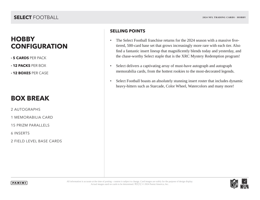 2024 Panini Select Football Hobby Box
