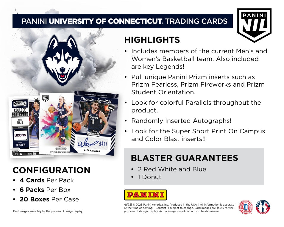 2025 Panini University of Connecticut Basketball Blaster Box