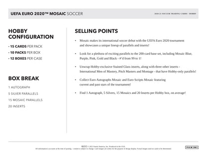 2020-21 Panini Mosaic UEFA Euro Soccer Hobby Box