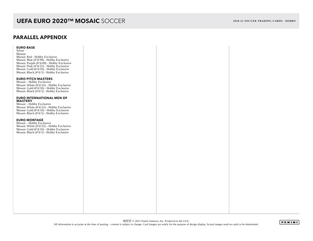 2020-21 Panini Mosaic UEFA Euro Soccer Hobby Box