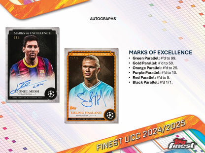 2024-25 Topps Finest UEFA Club Competitions Soccer Hobby Box
