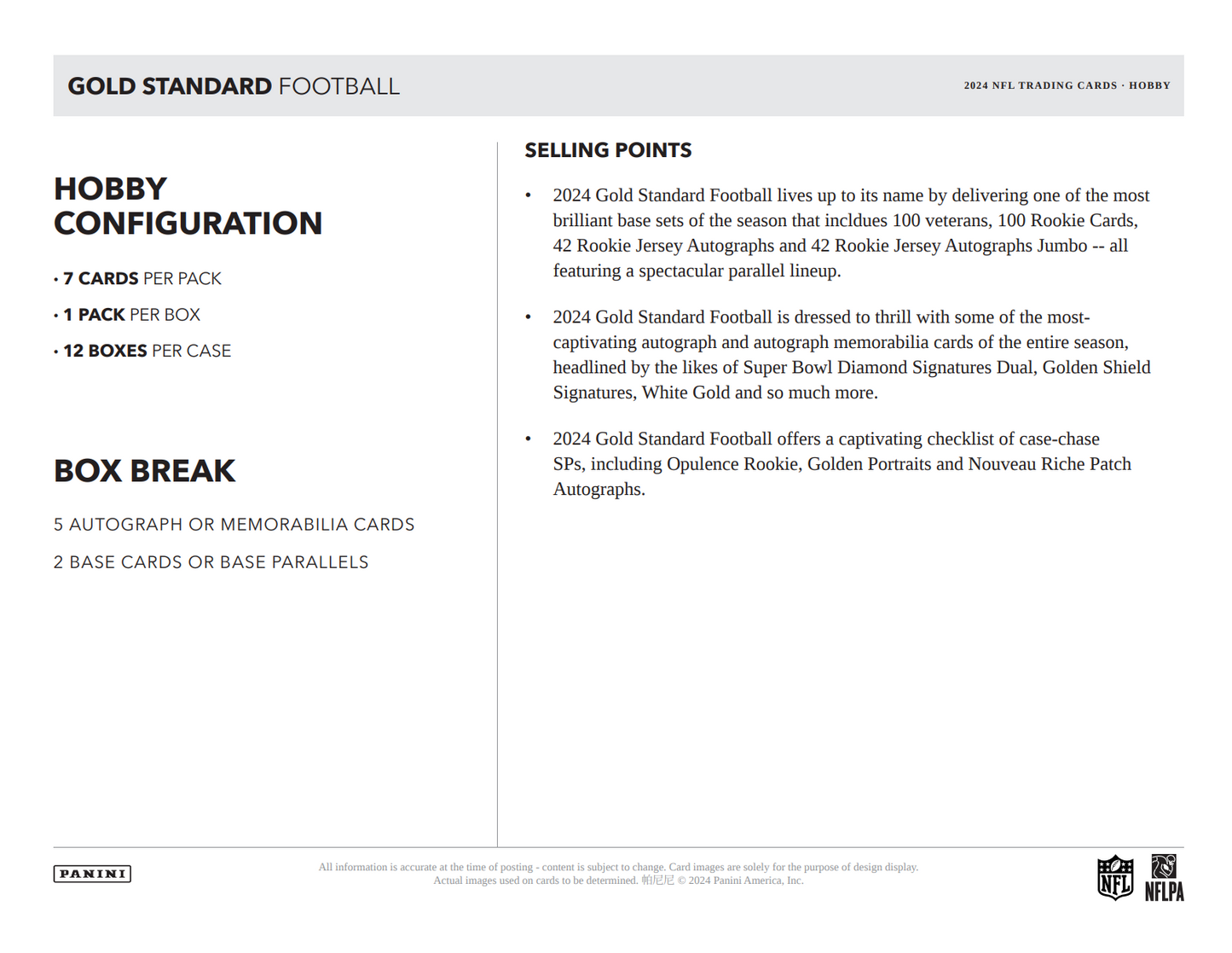 2024 Panini Gold Standard Football Hobby Box