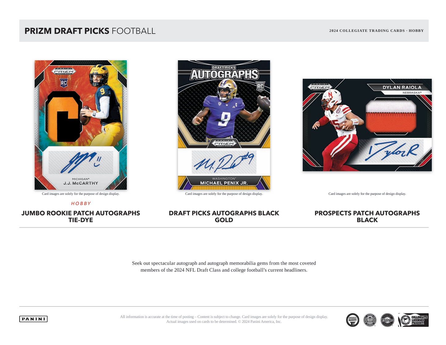 2024 Panini Prizm Draft Picks Collegiate Football Hobby Box
