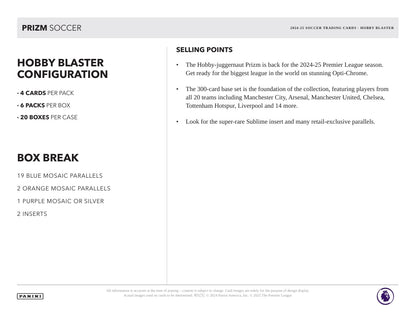 2024-25 Panini Prizm Premier League Soccer Hobby Blaster Box