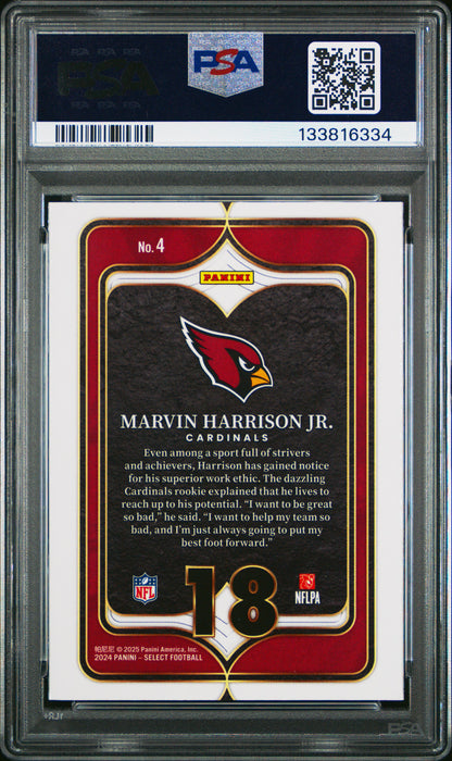 2024 Panini Select Select Numbers #4 Marvin Harrison Jr. PSA 10