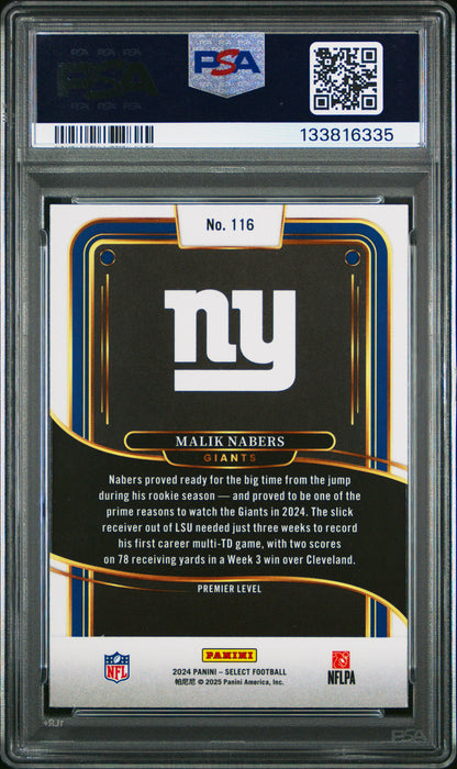 2024 Panini Select #116 Malik Nabers PSA 10