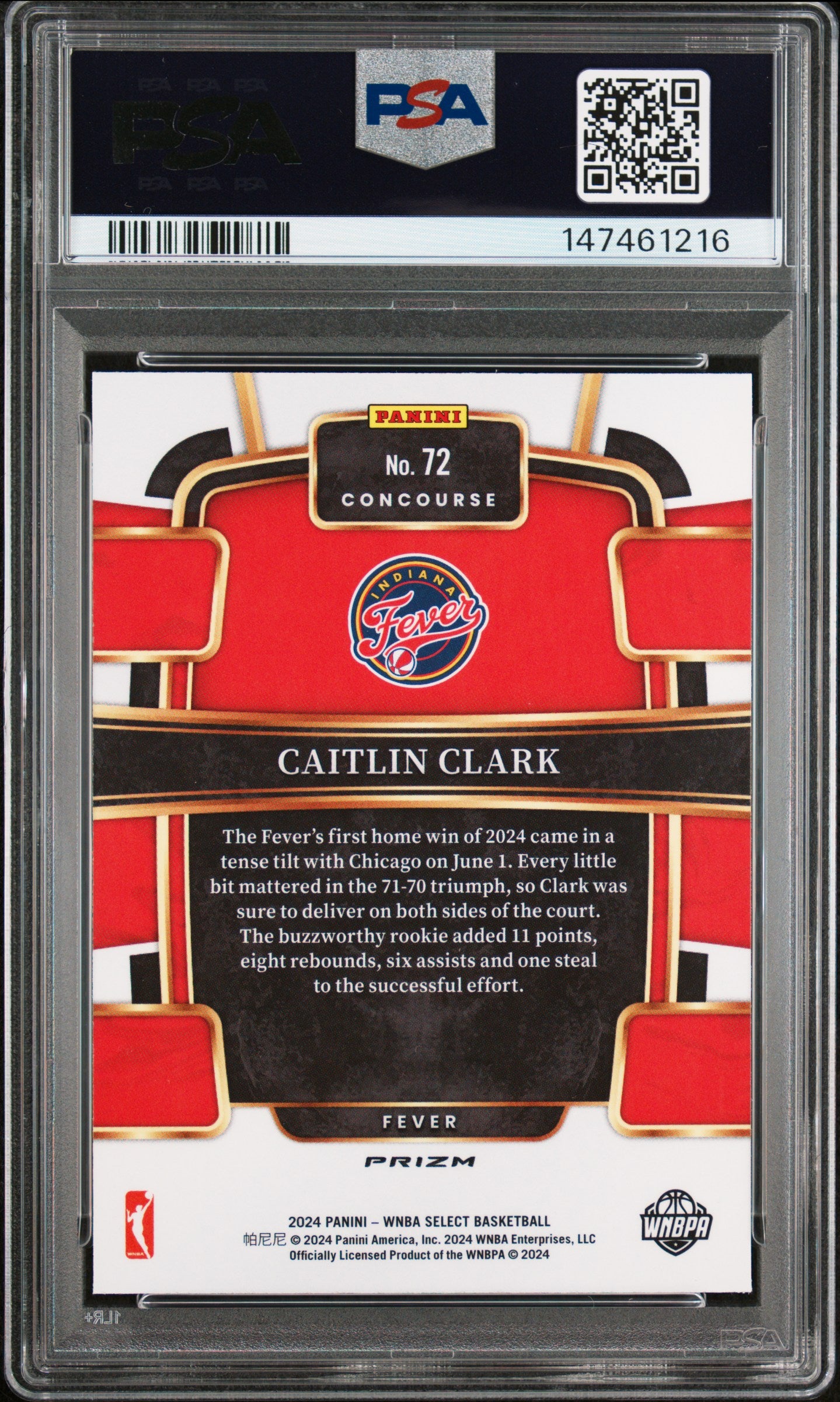 2024 Panini Select WNBA Silver Prizm #72 Caitlin Clark PSA 9