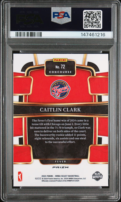 2024 Panini Select WNBA Silver Prizm #72 Caitlin Clark PSA 9