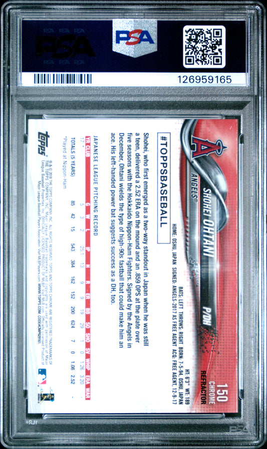 2018 Topps Chrome Pitching Sepia Refractor Shohei Ohtani #150 PSA 10