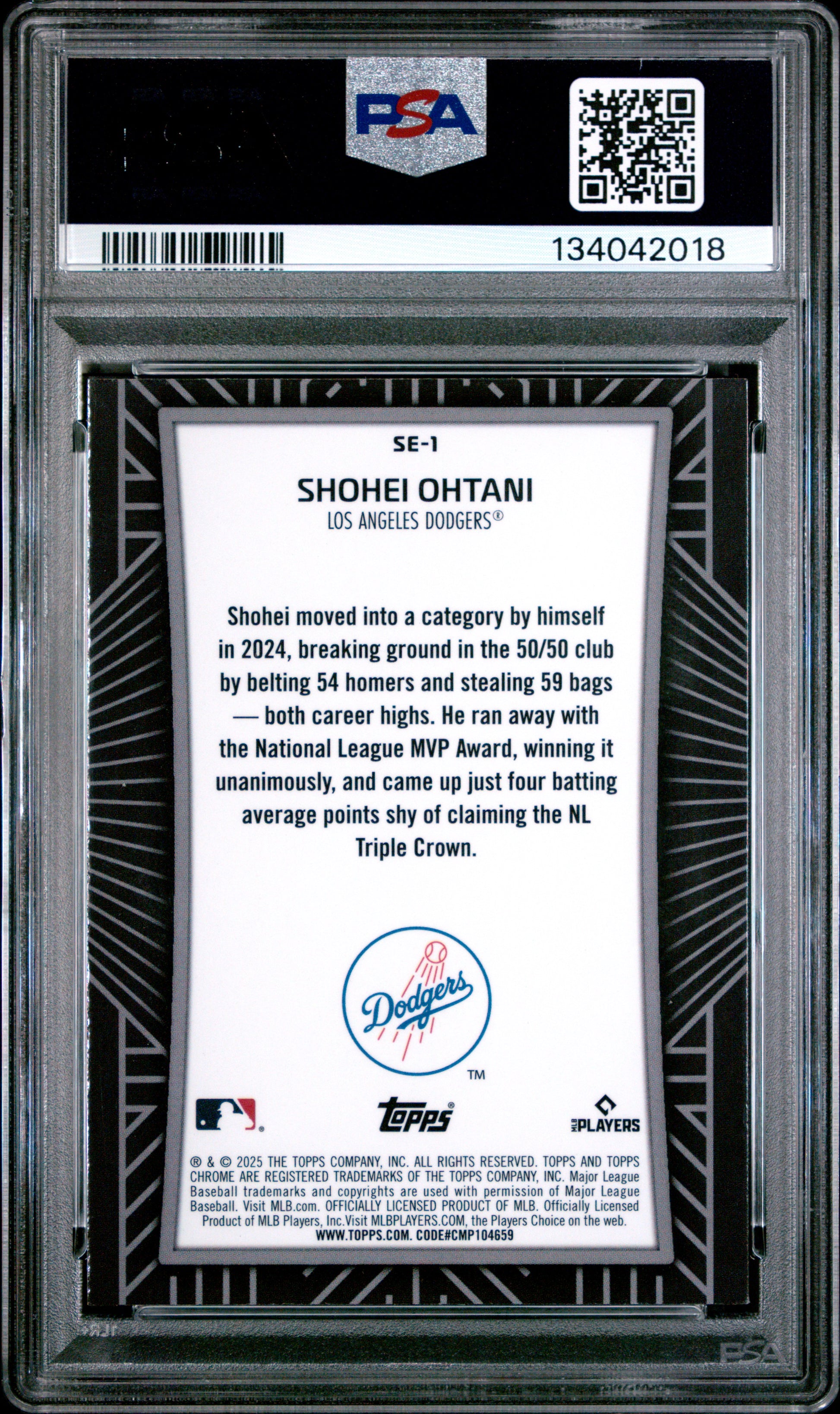 2025 Topps Chrome Shadow Etch #SE1 Shohei Ohtani PSA 10