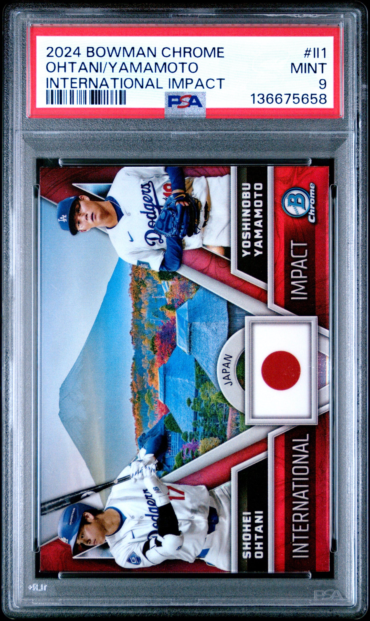 2024 Bowman Chrome International Impact #II-1 Shohei Ohtani / Yoshinobu Yamamoto PSA 9