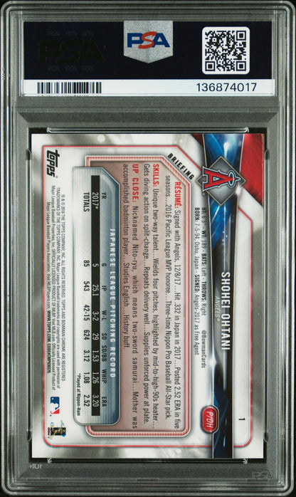 2018 Bowman Chrome Shohei Ohtani #1 PSA 10 Cert 136874017