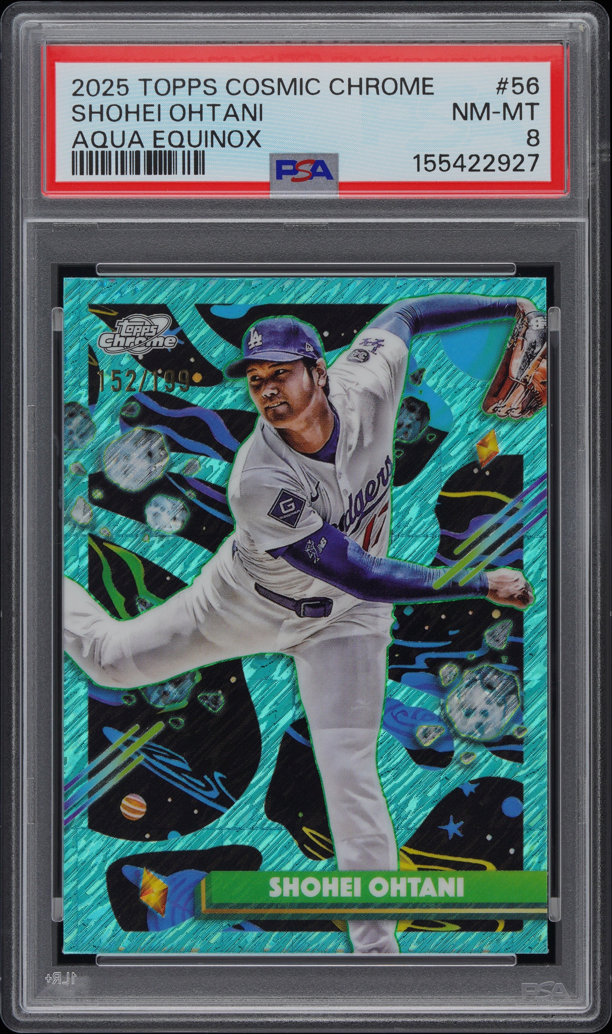 2025 Topps Cosmic Chrome Aqua Equinox /199 #56 Shohei Ohtani PSA 8