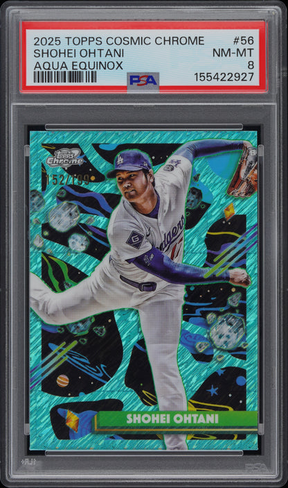 2025 Topps Cosmic Chrome Aqua Equinox /199 #56 Shohei Ohtani PSA 8