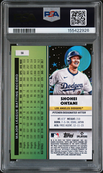 2025 Topps Cosmic Chrome Aqua Equinox /199 #56 Shohei Ohtani PSA 9