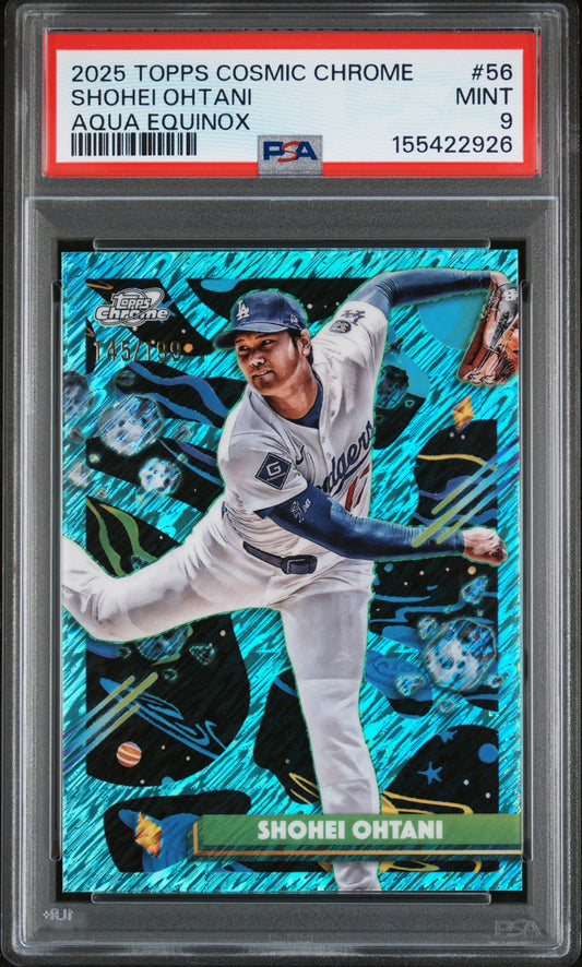 2025 Topps Cosmic Chrome Aqua Equinox /199 #56 Shohei Ohtani PSA 9