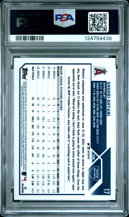 2023 Topps Gilded Collection Gold Wave Etch /75 Shohei Ohtani #17 PSA 10