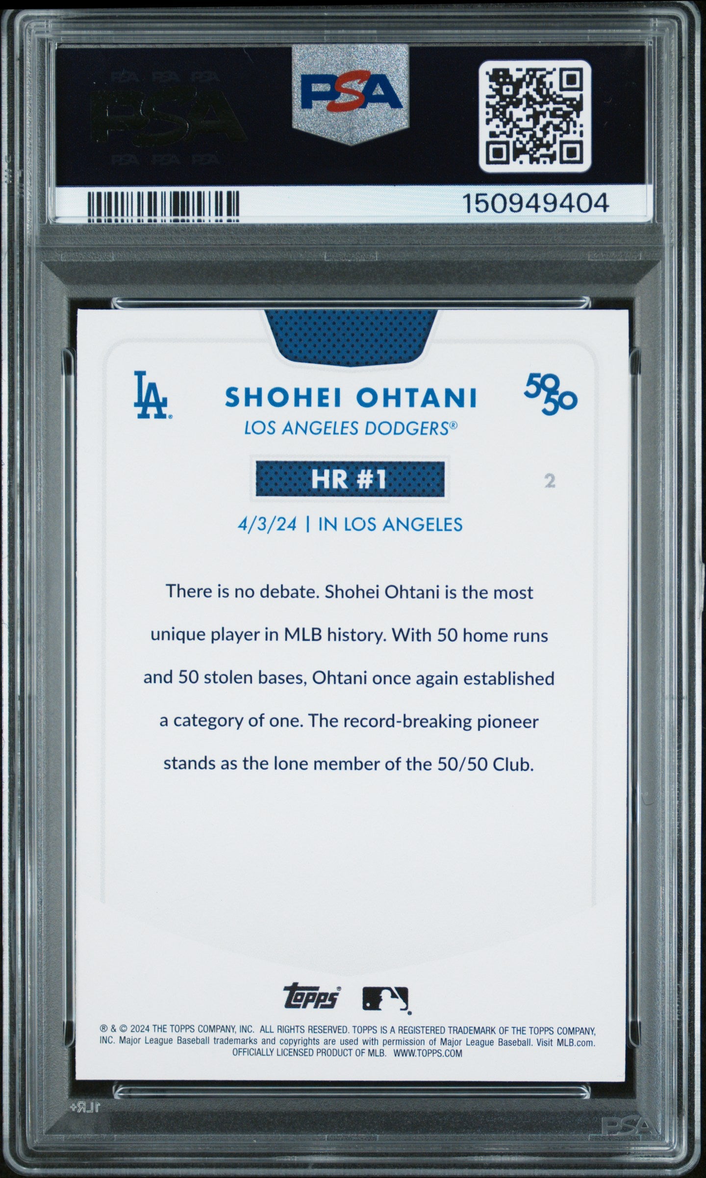 2024 Topps 50/50 #2 Shohei Ohtani PSA 9