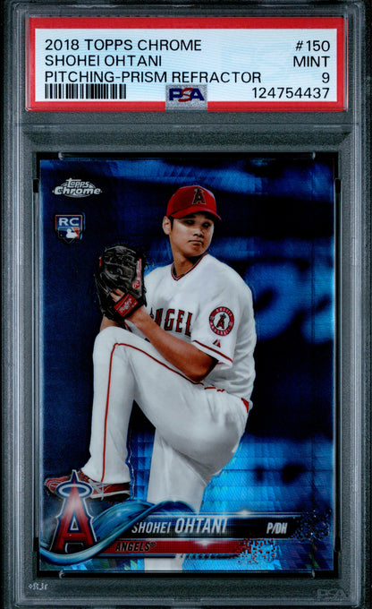 2018 Topps Chrome Pitching Prism Refractor Shohei Ohtani #150 PSA 9