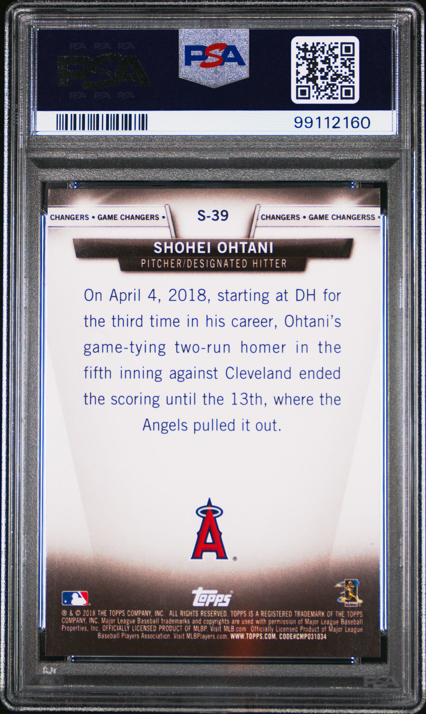 2018 Topps Update Salute #S-39 Shohei Ohtani PSA 9