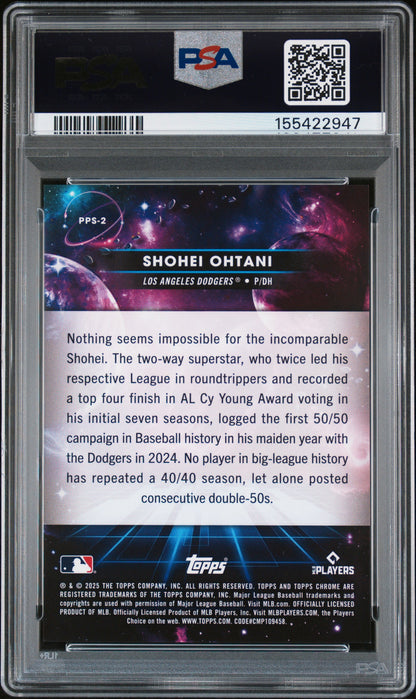 2025 Topps Cosmic Chrome Planetary Pursuit Sun #2 Shohei Ohtani PSA 9