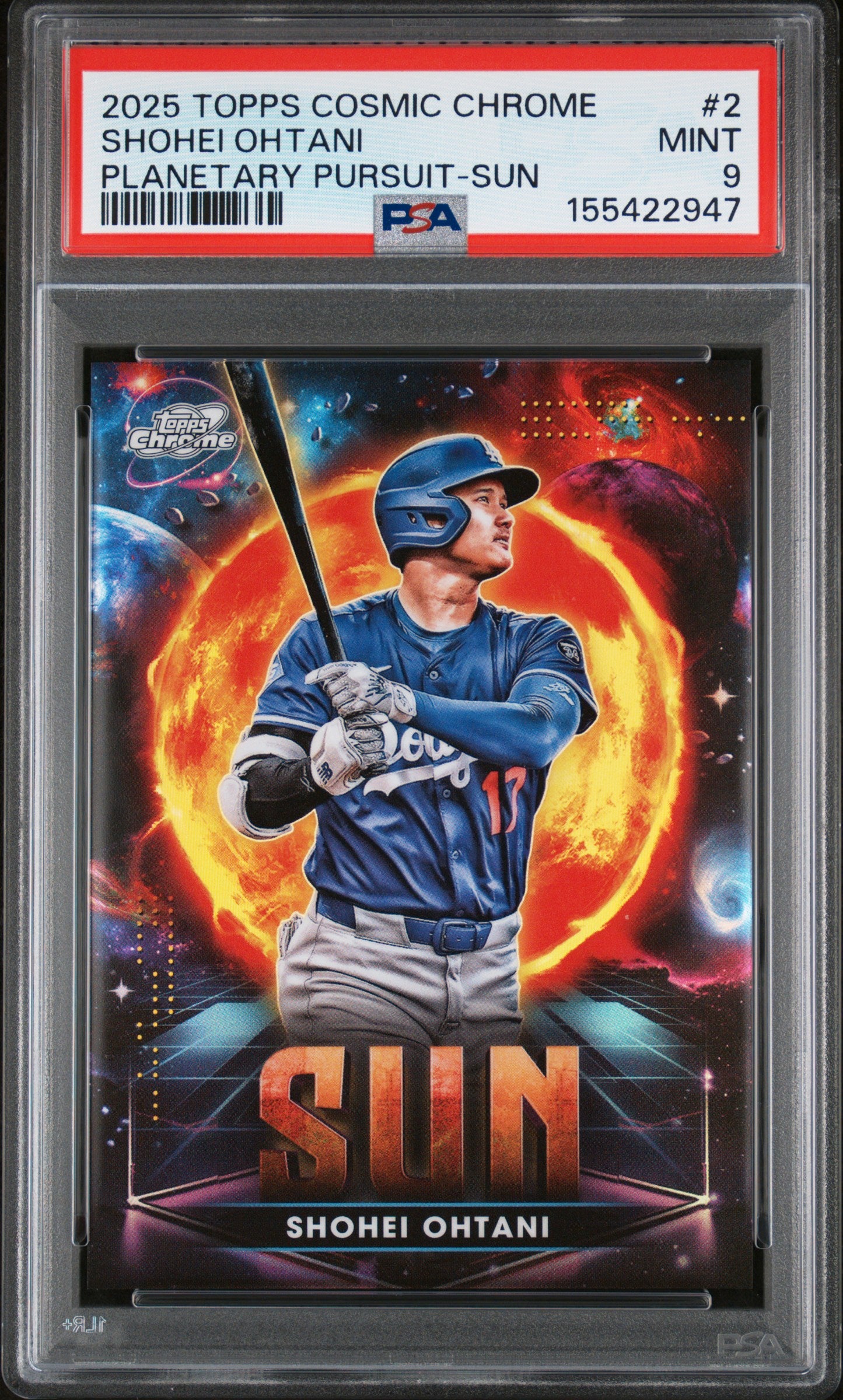 2025 Topps Cosmic Chrome Planetary Pursuit Sun #2 Shohei Ohtani PSA 9