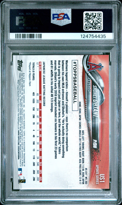 2018 Topps Update Pitching In Red Jersey Shohei Ohtani #US1 PSA 10
