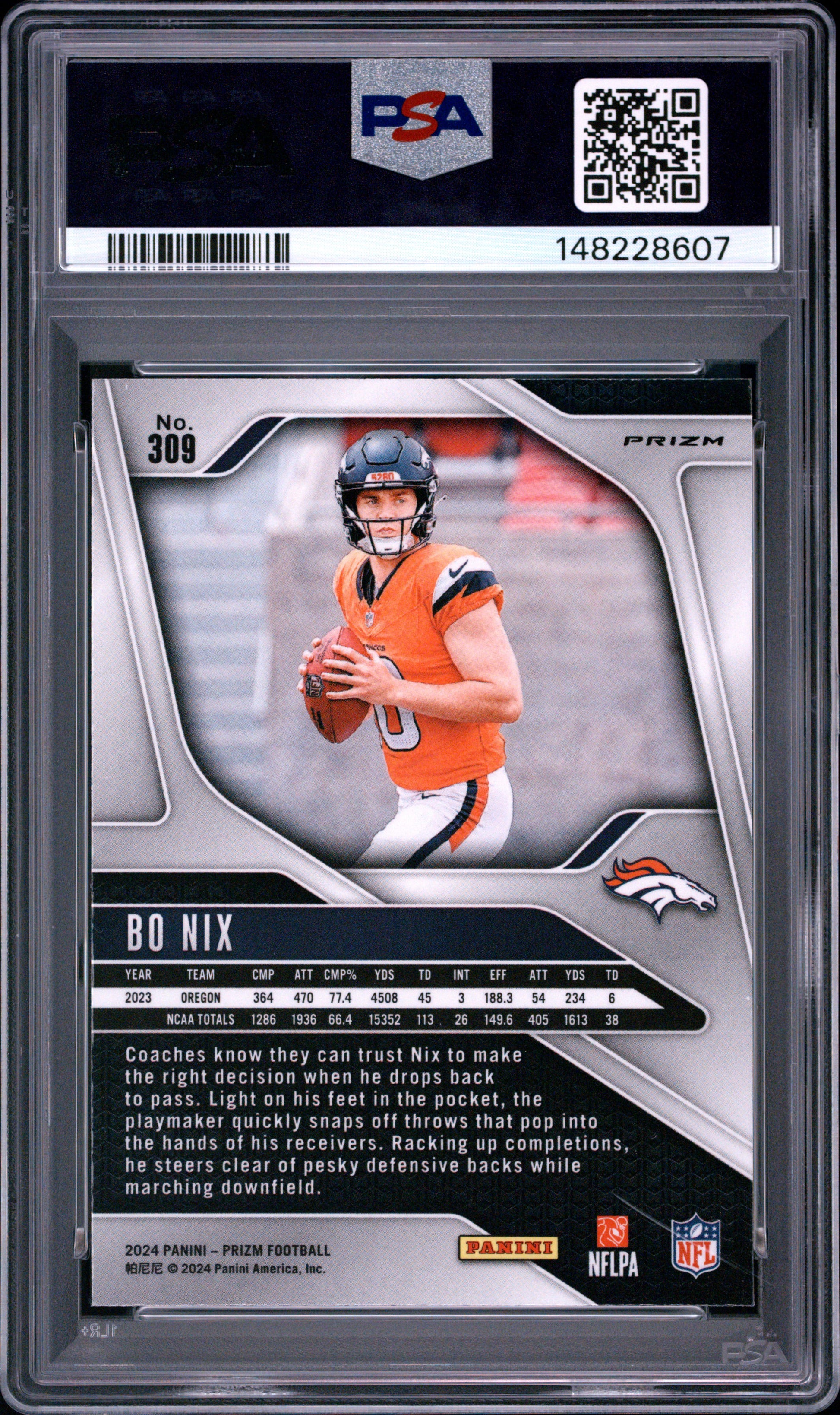 2024 Panini Prizm Silver Prizm #309 Bo Nix PSA 8