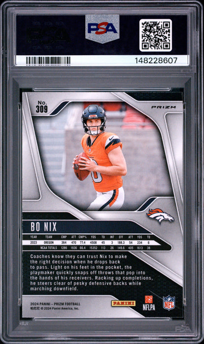2024 Panini Prizm Silver Prizm #309 Bo Nix PSA 8