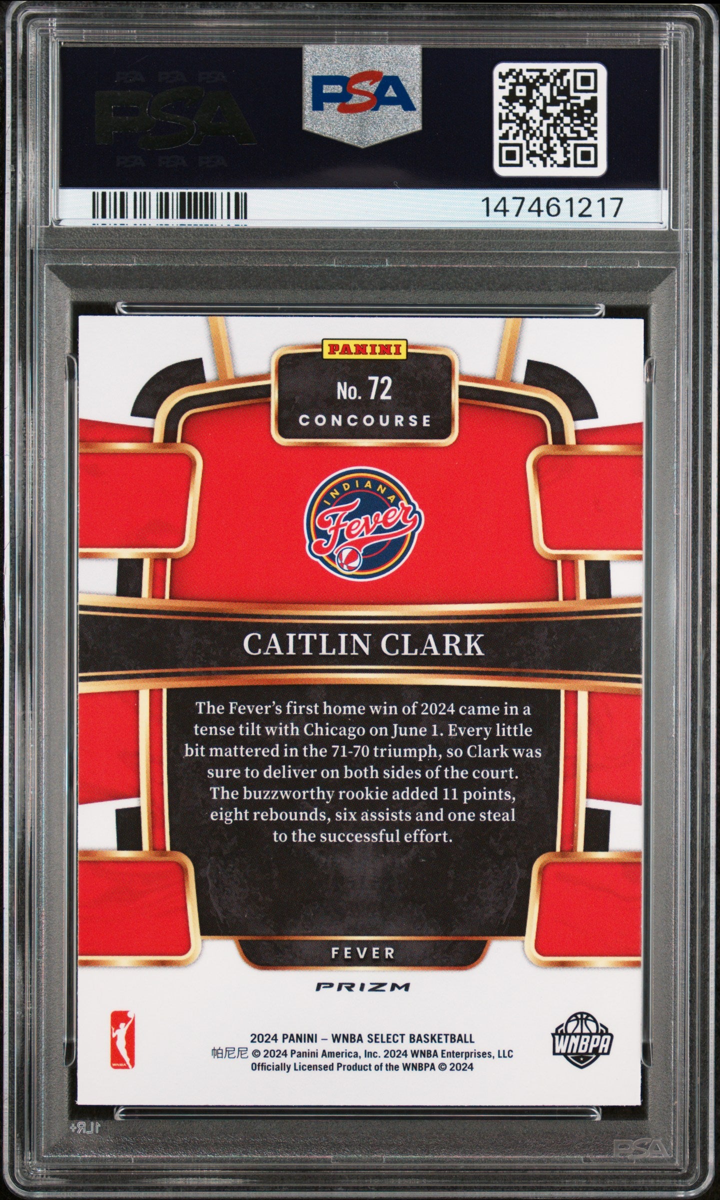 2024 Panini Select WNBA Silver Prizm #72 Caitlin Clark PSA 10
