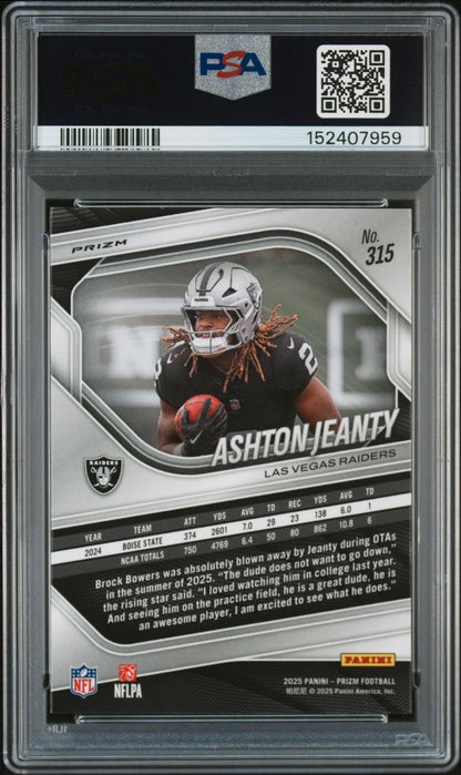 2025 Panini Prizm Silver Prizm #315 Ashton Jeanty PSA 9
