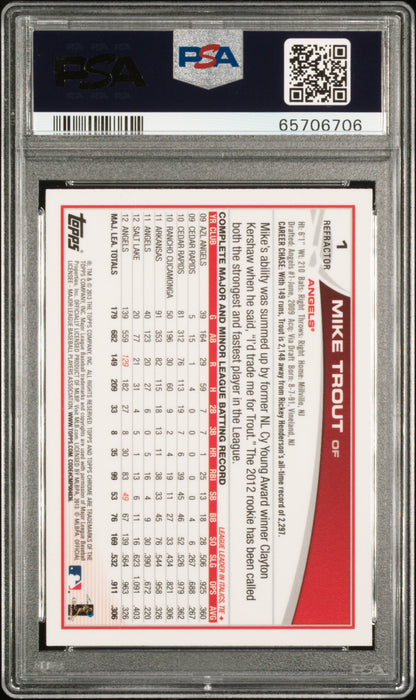 2013 Topps Chrome Sliding X-Fractor #1 Mike Trout PSA 9