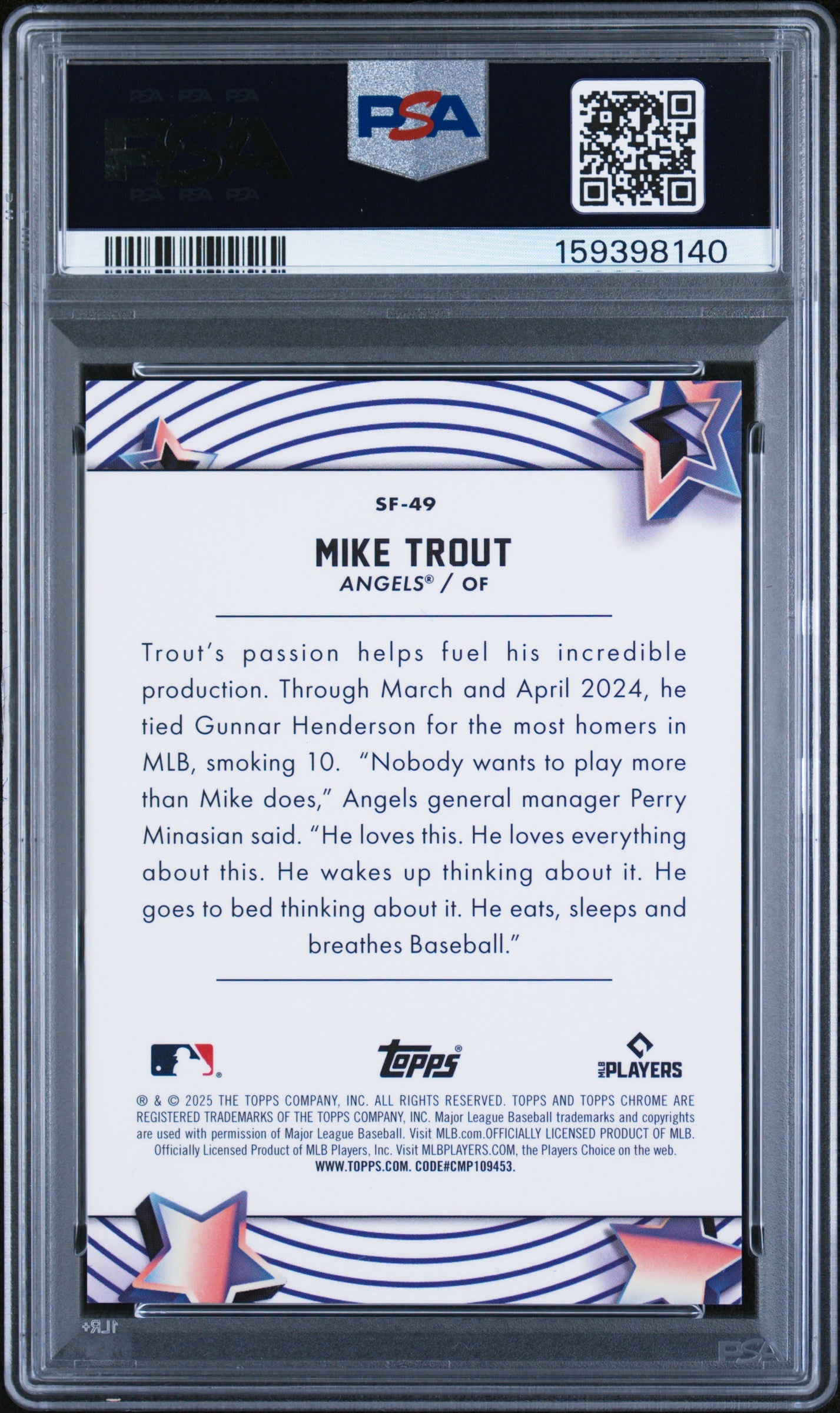 2025 Topps Chrome Cosmic Star Fractor Red /5 #SF-49 Mike Trout