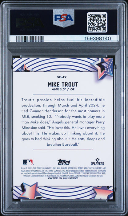 2025 Topps Chrome Cosmic Star Fractor Red /5 #SF-49 Mike Trout