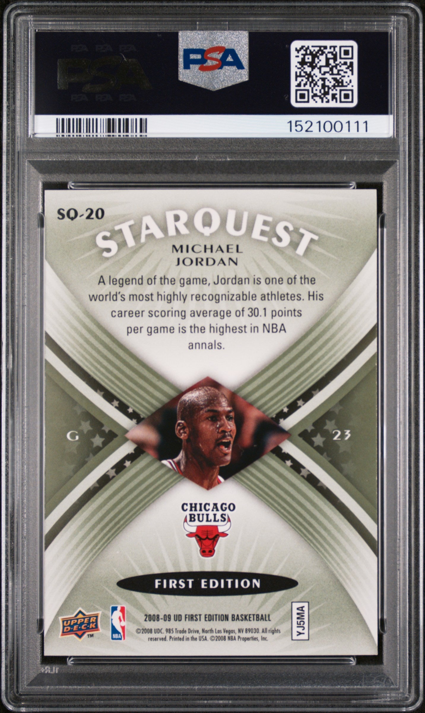 2008 Upper Deck First Edition Starquest Green #SQ-20 Michael Jordan PSA 9 (152100111)