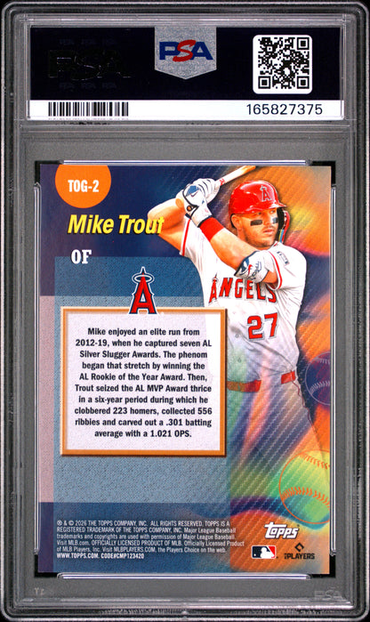 2026 Topps Titans of the Game Gold Foil /50 #2 Mike Trout PSA 9