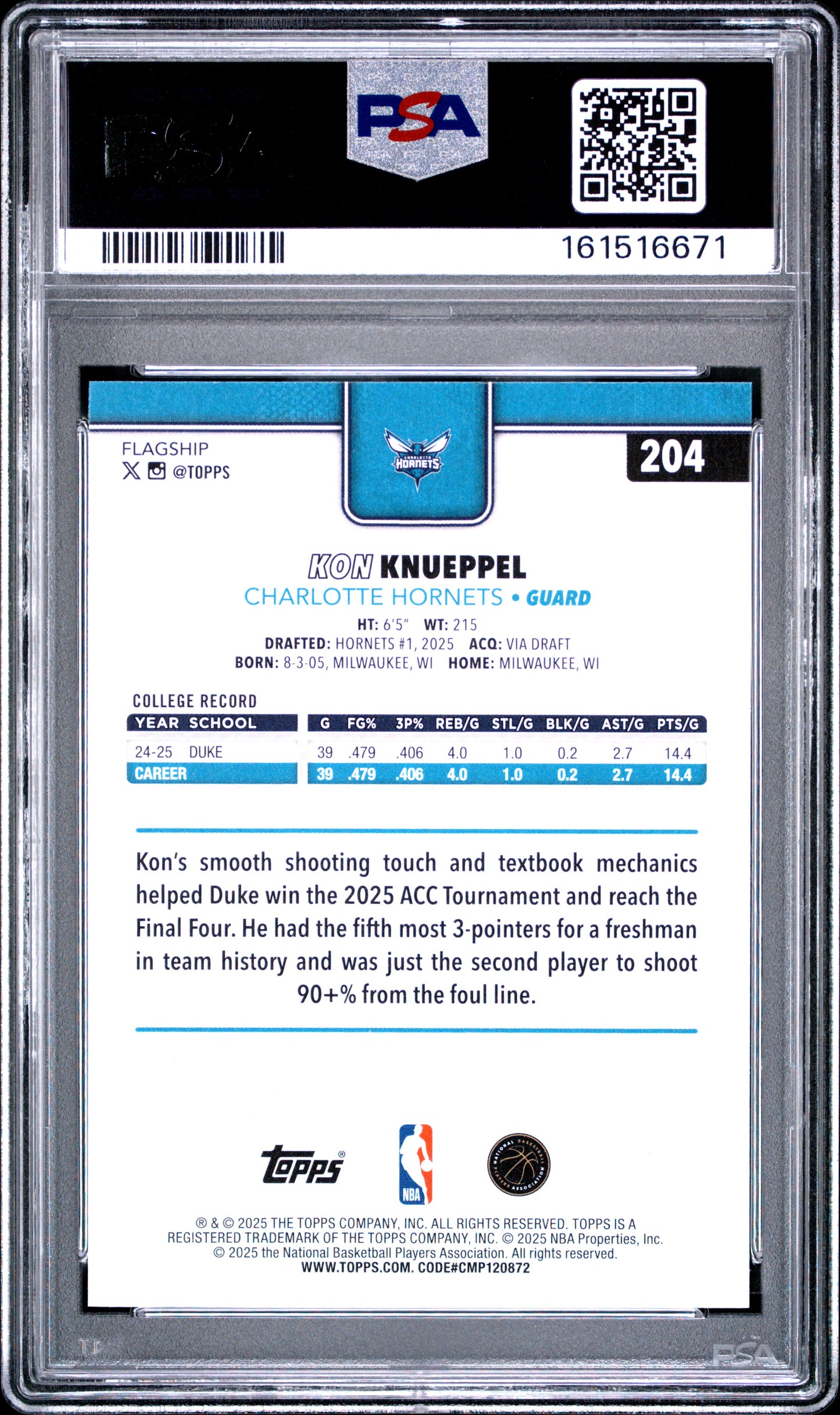 2025 Topps Season Tip Off #204 Kon Knueppel PSA 10