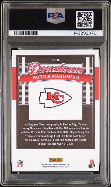 2025 Pannini Donruss Downtown #8 Patrick Mahomes II PSA 10 - Back