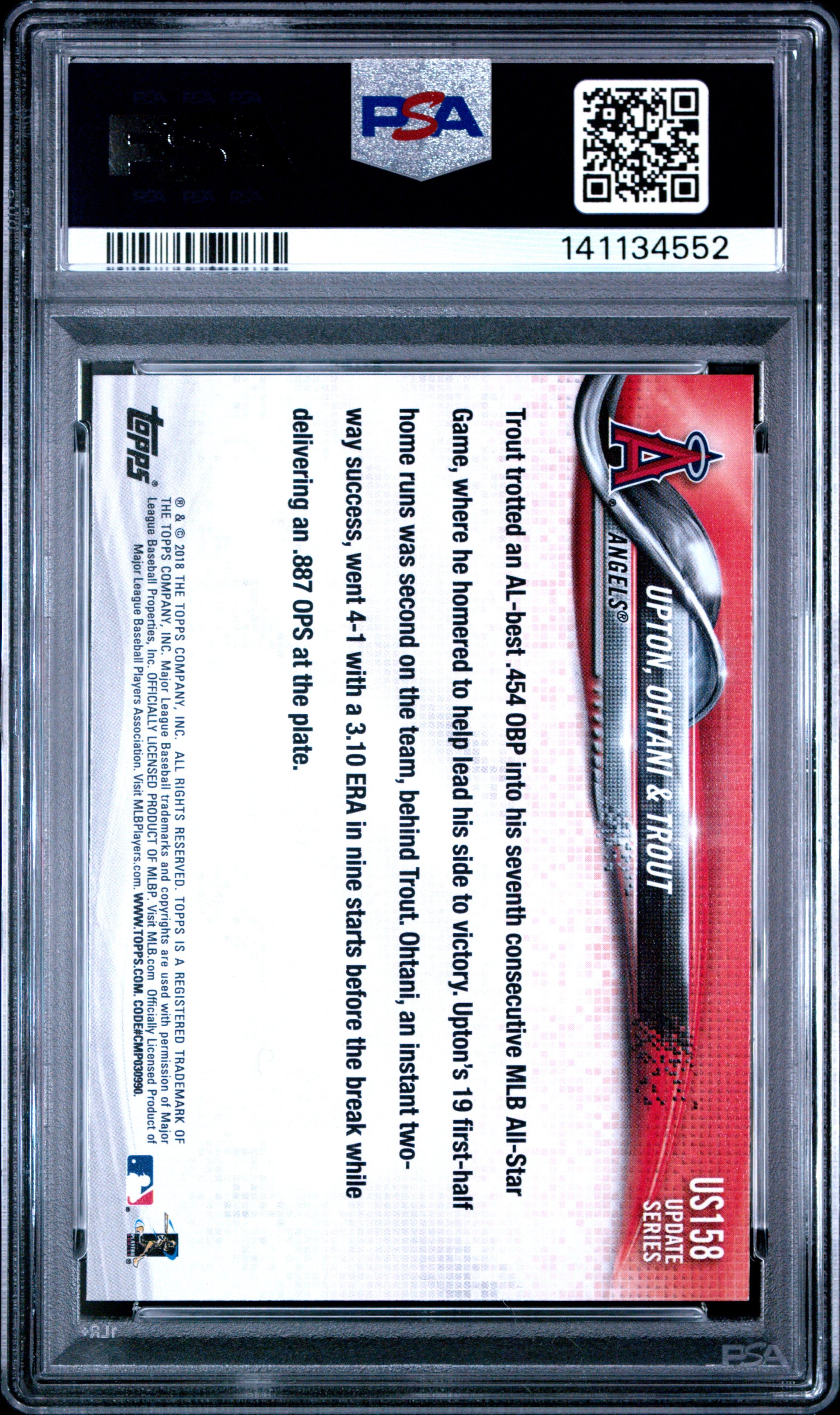 2018 Topps Update #US158 Justin Upton/Mike Trout/Shohei Ohtani PSA 9