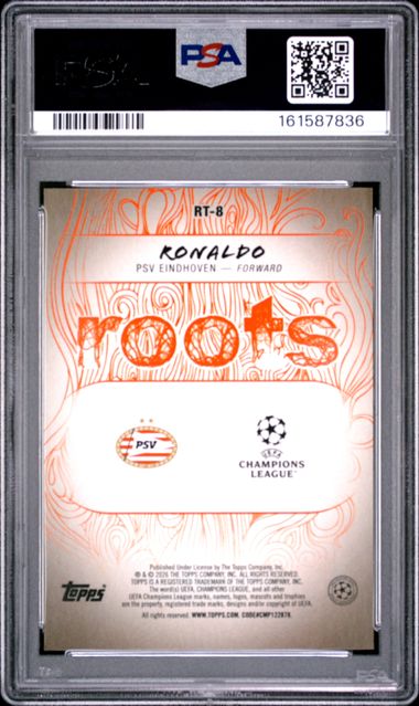 2025-26 Topps UEFA Club Competitions Roots Gold Foil /50 #RT-8 Ronaldo PSA 10 - Back