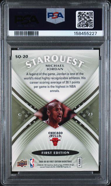 2008 Upper Deck First Edition Starquest Green #SQ-20 Michael Jordan PSA 9 - Back
