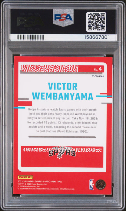 2023 Panini Donruss Optic The Rookies Holo #4 Victor Wembanyama PSA 9