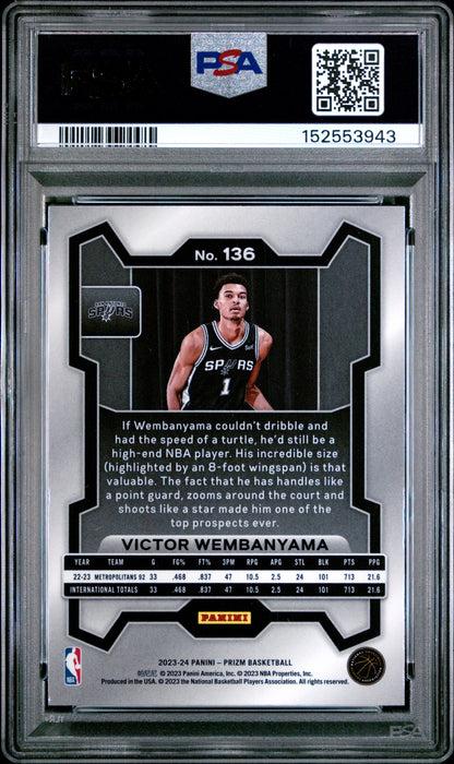 2023-24 Panini Prizm #136 Victor Wembanyama PSA 9